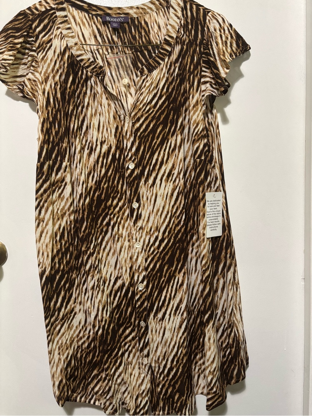 Roaman’s Animal Print Tunic Button-Front Dress – Women’s 22W NWOT🛍️